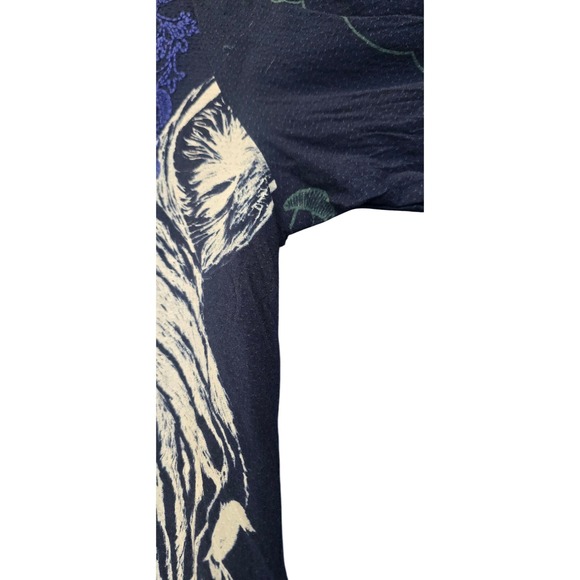 Desigual Women's Blue Zebra Floral Print V Neck 3/4 Sleeve Tunic Top Size S - Picture 5 of 6